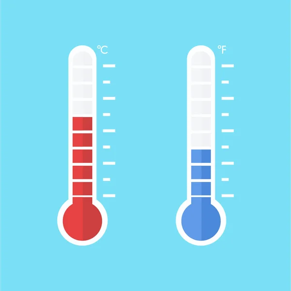 温度计 ico. 摄氏度和法伦海特气象温度计 — 图库矢量图片