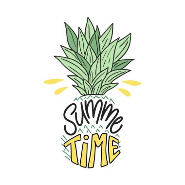 Yaz Zamanı Ananas Vektör Sanatı 