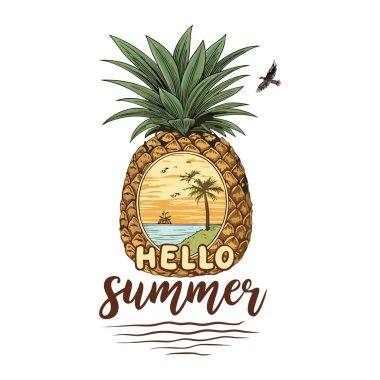 Ananas Merhaba Yaz Tropikal Sahnesi