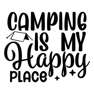 Kamp benim en mutlu sloganım. Açık hava meraklıları için çadır ikonu.