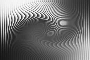 Bu dinamik soyut görüntü, gri tonlama çizgilerinin hipnotik girdabını gösteriyor. Çarpık dokular derinlik ve hareket hissi yaratıyor, görsel olarak büyüleyici ve düşündürücü bir parça sunuyor..