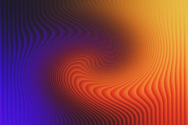 Büyüleyici soyut bir dijital sanat eseri, derin mavi ve morlardan ateşli portakallara ve sarılara geçiş yapan dinamik bir renk girdabına sahiptir..