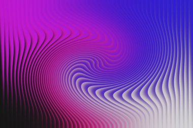 Büyüleyici soyut bir görüntü, canlı pembeden koyu mor ve maviye dönüşen pürüzsüz bir gradyanı temsil eder. Eğri çizgiler kompozisyonda dinamik, girdap etkisi yaratır..