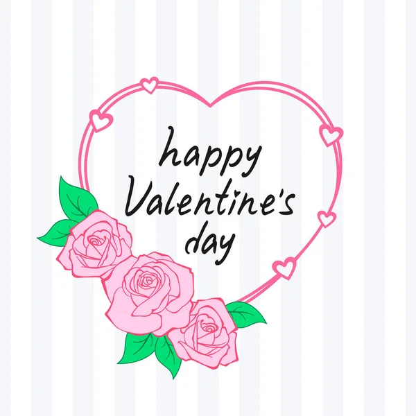 Valentinstag Grußkarte Oder Banner Vorlage Der Herzförmige Rahmen Ist Mit — Stockvektor