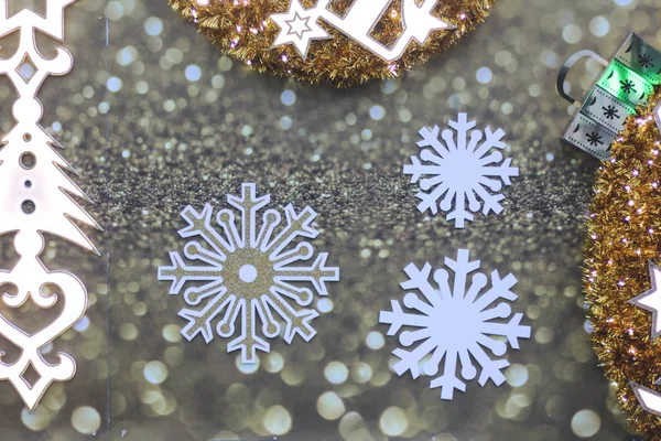 Snowflakes Christmas Ornament New Year Card — Stock Photo, Image