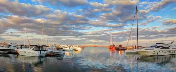 Odessa Ukraine September 2018 Sea Bay Yachts Sunset — Stock Photo, Image