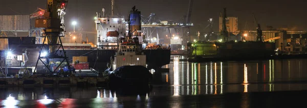 Chargement Grain Dans Port Vue Panoramique Nocturne Port Grues Autres — Photo