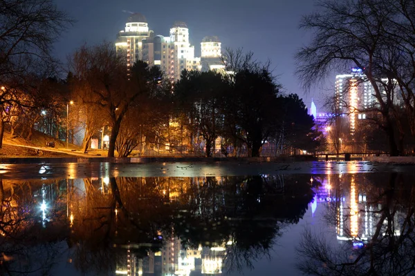 Ночной Вид Парк Озеро Панорама Парка Городе Одесса Украина — стоковое фото