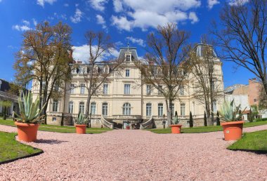 Lviv panorama. Potocki Palace in Lviv, Ukraine. Currently Lviv National Art Gallery. Architectural monument built in 1880. Concept  - travel, landmarks, monument of architecture, world heritage clipart