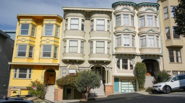 San Francisco, California, ABD - 16 Eylül 20211: San Francisco, Kaliforniya 'da tipik bir apartman dairesi