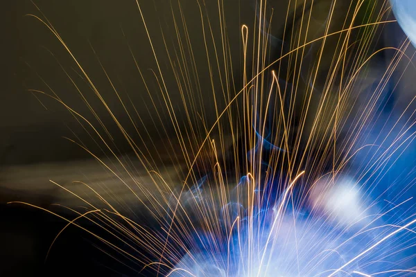 Industrial steel welder in factory welder, craftsman — Stock Photo, Image