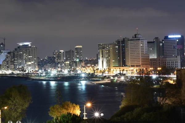 Тель-Авив - ночь Тель-Авив из Яффо — стоковое фото