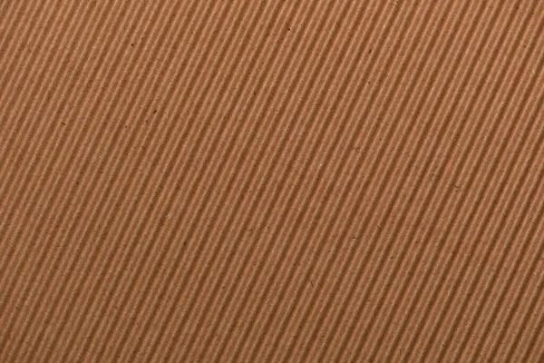 Corrugated Light Brown Cardboard Surface Closeup Background Textured Corrugated Striped — Stock Photo, Image