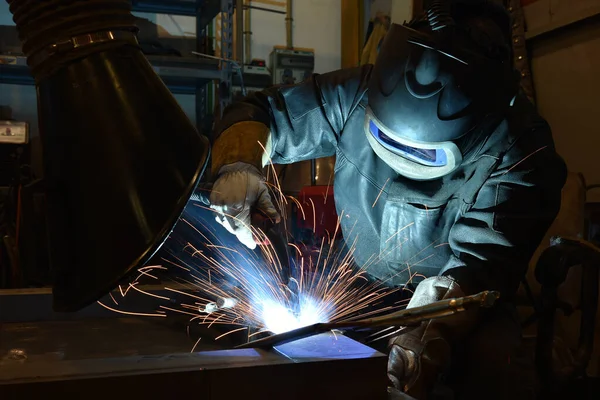 Welder Welding Metal Erecting Technical Steel Industrial Steel Welder Factory — Stock Photo, Image