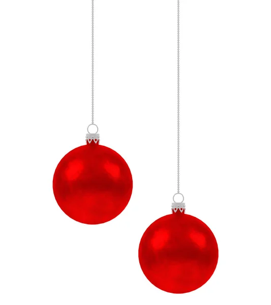 Krom Kırmızı Noel Topları — Stok fotoğraf