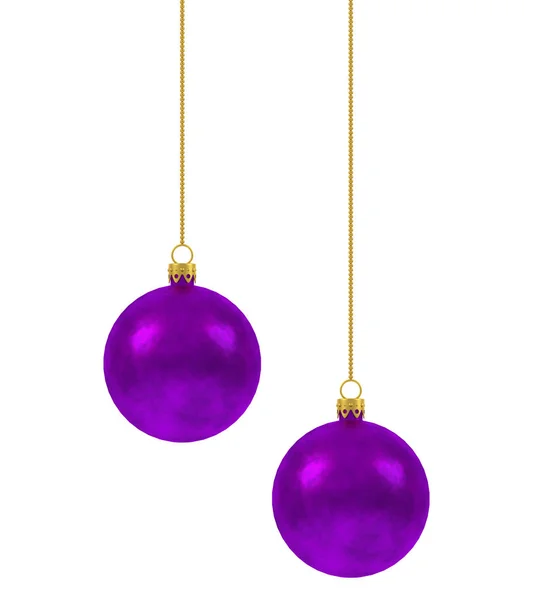 Різдвяні Кульки Золоті Фіолетові — стокове фото