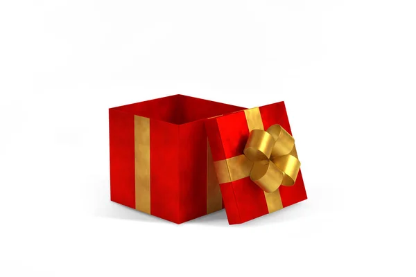 Open Christmas Gift Red Gold — Stock Photo, Image