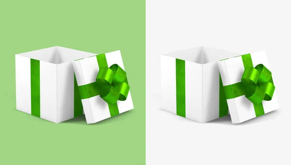 打开圣诞礼物绿色 — 图库照片
