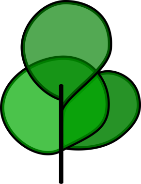 Sphere tree. A minimalist tree made of small geometric shapes.Association: ecology, growth, startup.