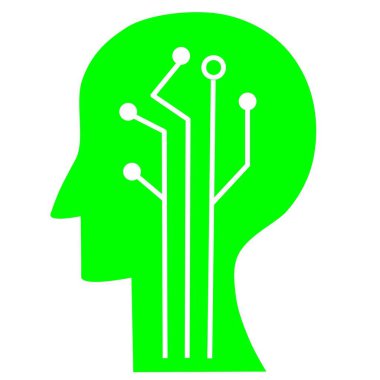 Smart AI. Silhouette of a human head with digital circuit lines resembling a microchip. Conceptual illustration of artificial intelligence, digital brain, and advanced technology.