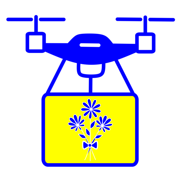 Clean vector icon of a drone carrying a bouquet of flowers. Perfect for online flower shops, romantic deliveries, special occasions, and futuristic gift services.