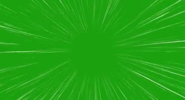 Beyaz hız çizgileri yeşil ekranda izole edildi. Manga, alfa kanallı çizgi roman tarzı hız hatları. Hızlı hareket, anime süper hız görselleştirme, manga çizgi roman animasyonu