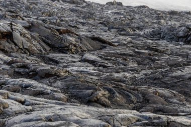 Hawaii'nin Büyük Adası'ndaki Pahoehoe lav tarlasında. Kraterler Yolu Zinciri, Volkan Milli Parkı.