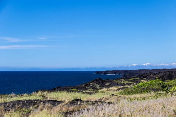 View Rugged Coastline Hawaii Big Island Volcano National Park Black — Stock Photo, Image
