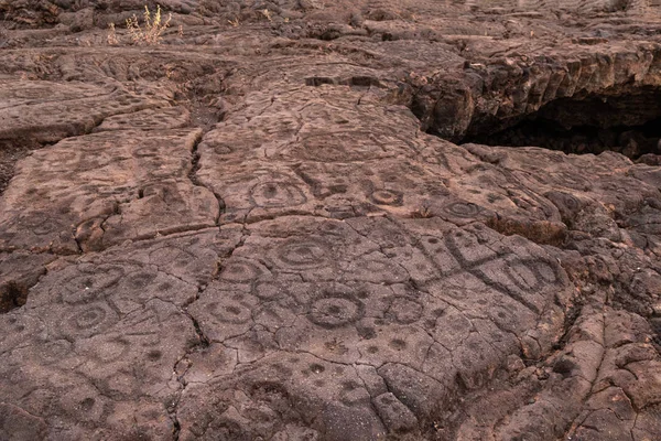 Petroglyphs Waikoloa Field King Trail Mamalahoa Kona Big Island Hawaii — Stock Photo, Image