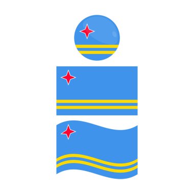 Karayip Bayrak Simgesi Vektör Tasarımı Aruba Adası.