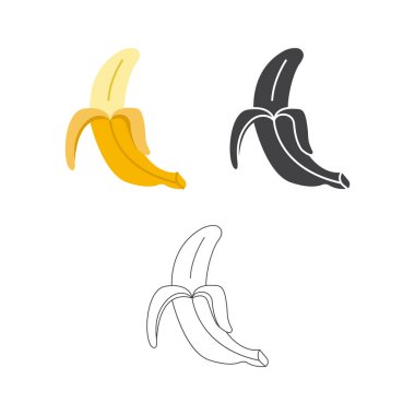 Muz Simgesi Set Vektör Tasarımı.