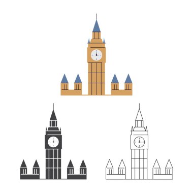 Big Ben Simge Set Vektör Tasarımı.