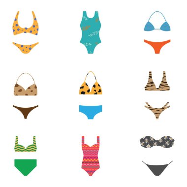 Bikini Simgesi Set Vektör Tasarımı.