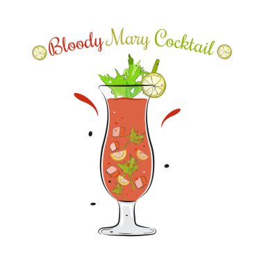 Kanlı Mary Kokteyl Simgesi Vektör Tasarımı.