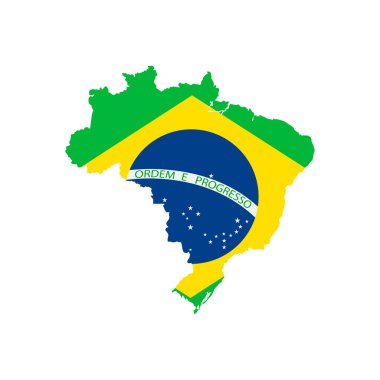 Brezilya Haritası ve Brezilya Bayrak Vektör Tasarımı.