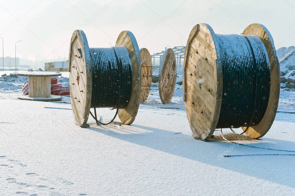 wooden drum for electric cables and wires, cable reel