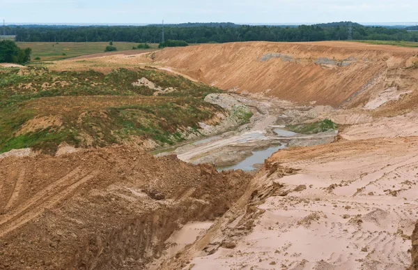 Sandabbau Sandabbau Der Die Umwelt Zerstört — Stockfoto