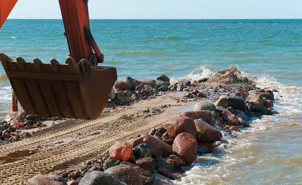 Equipamento Construção Costa Construção Quebra Mares Medidas Protecção Costeira — Fotografia de Stock