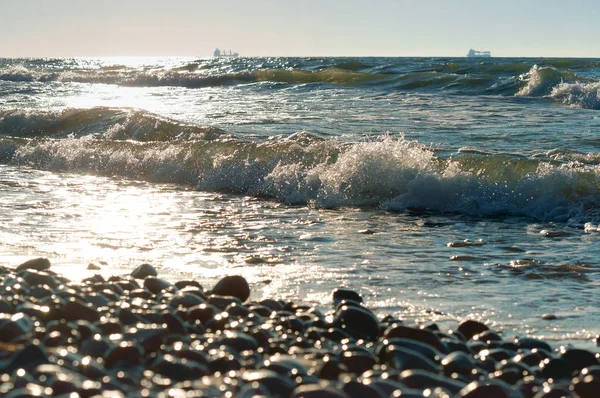 rocky seashore, stones on the seashore