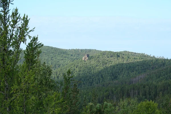 National Park Krasnoyarsk Pillars Taiga Lonely Rock Small Golden Eagle — Stock Photo, Image