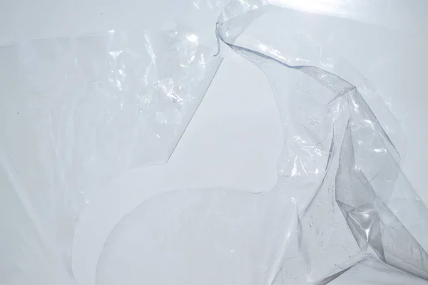 Emballage Plastique Déchirure Pour Enveloppement Sur Fond Métallique Gris Objet — Photo