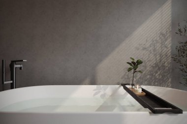 kapalı, konsept, gölge, fon, arkaplan, ürün, daire, lüks, modern banyo, banyo, küvet, zarif, otel, güzellik, duvar, pencere, bej, musluk, banyo, zemin, tasarım, minimal, iç