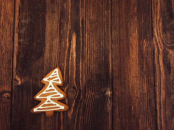 Frohes Neues Jahr Und Frohe Weihnachten Lebkuchen Auf Holz Hintergrund — Stockfoto