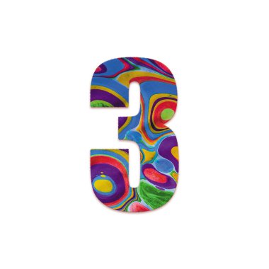 3 numara. Renkli daire boya.