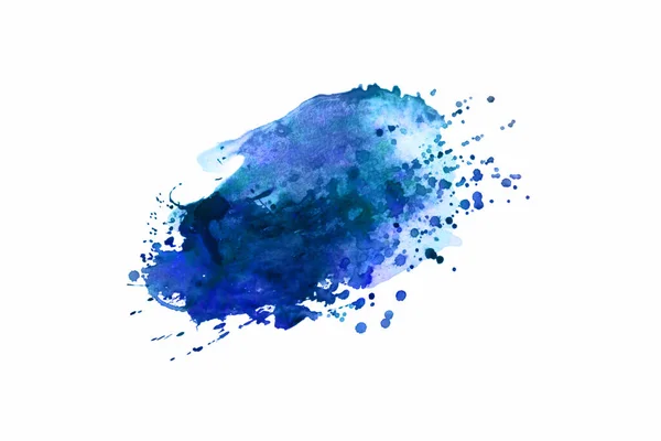 Abstract blauwe aquarel op witte achtergrond. — Stockfoto