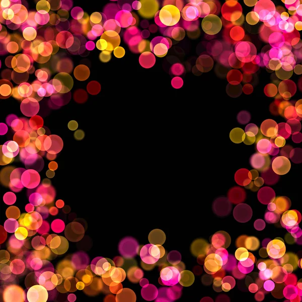 Abstrato colorido bokeh sparkle frame no fundo preto . — Fotografia de Stock