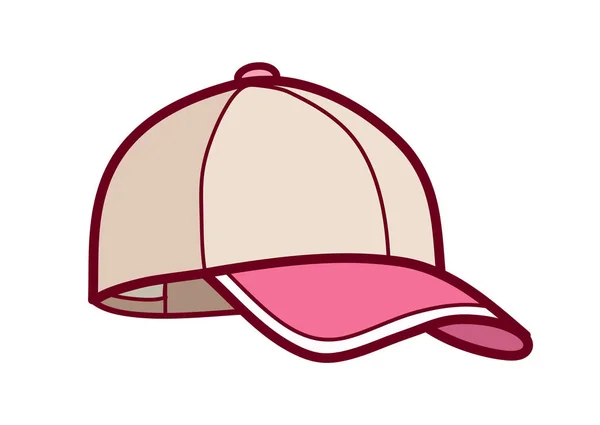 Casquette Baseball Avec Visière Rose Illustration Dessin Animé Icône Simple — Image vectorielle