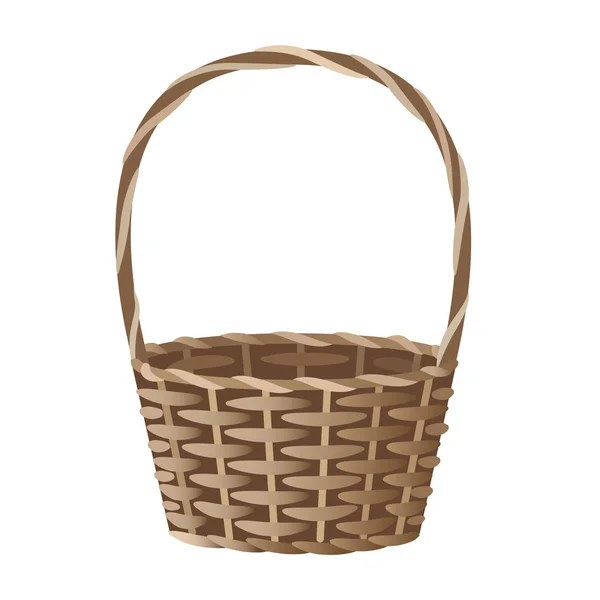 Wicker Basket Vector Illustration Isolated White Back Part Separate Layer — Stock Vector