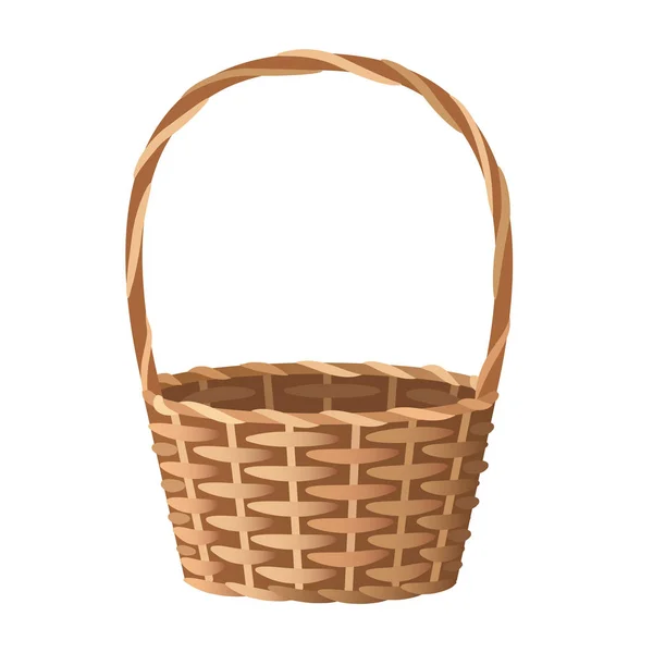 Wicker Basket Vector Illustration Isolated White Back Part Separate Layer — Stock Vector