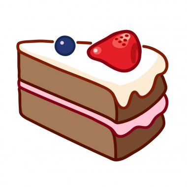 Beyaz buzlanma ile Çikolatalı kek dilim, çilek ile tepesinde